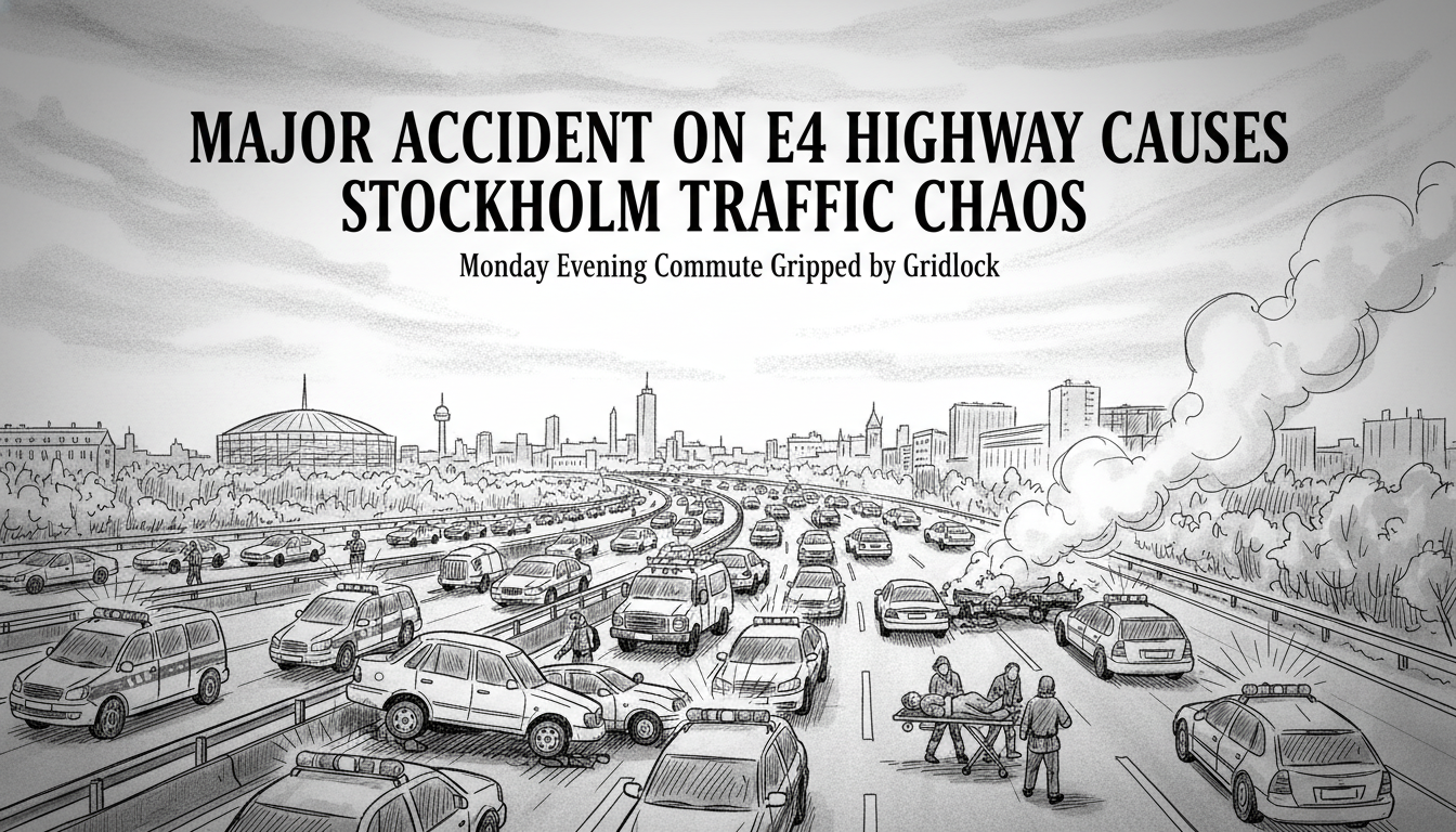 Major Accident on E4 Highway Causes Stockholm Traffic Chaos