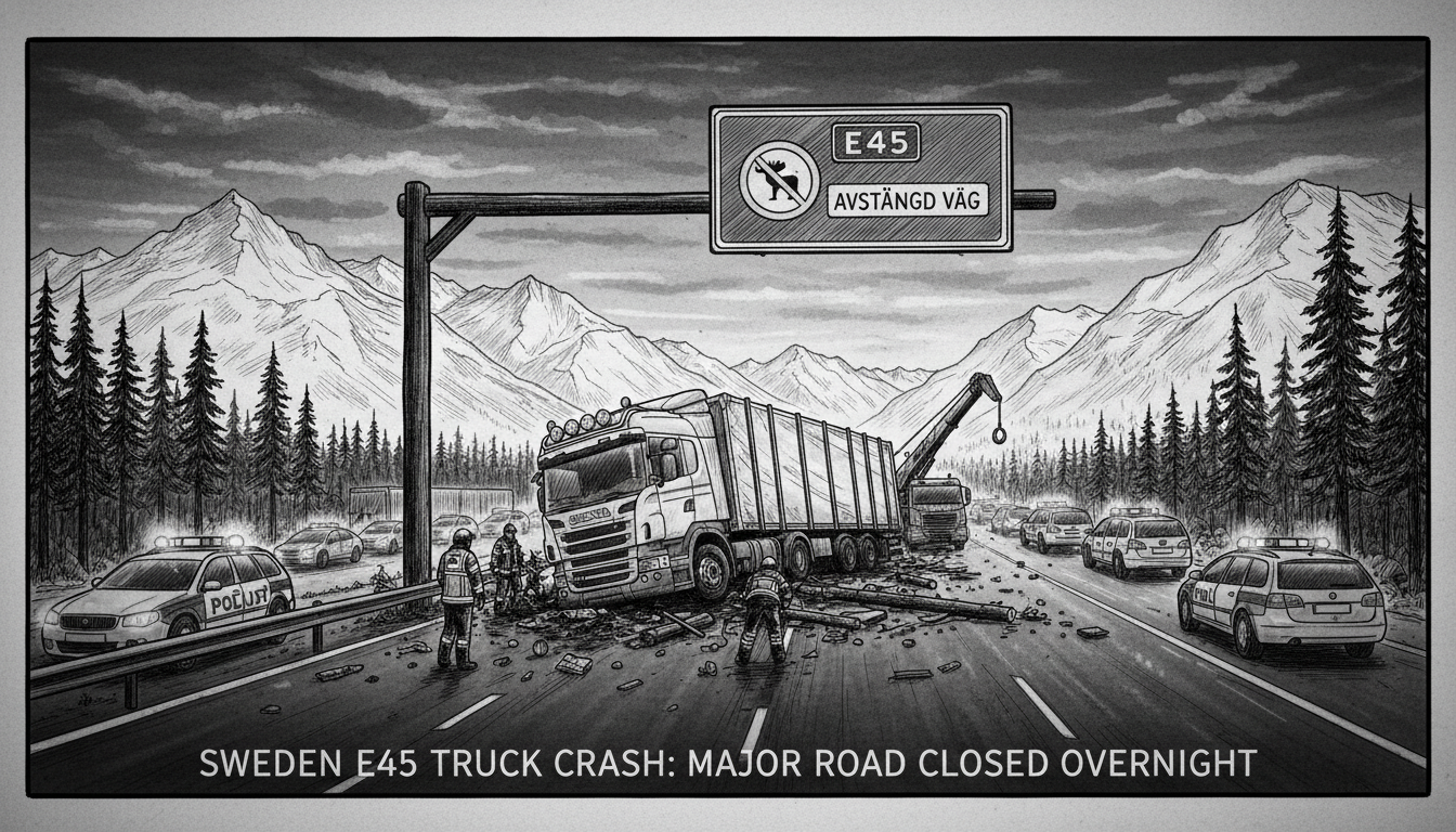 Sweden E45 Truck Crash: Major Road Closed Overnight