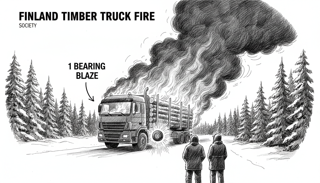 Finland Timber Truck Fire: 1 Bearing Blaze