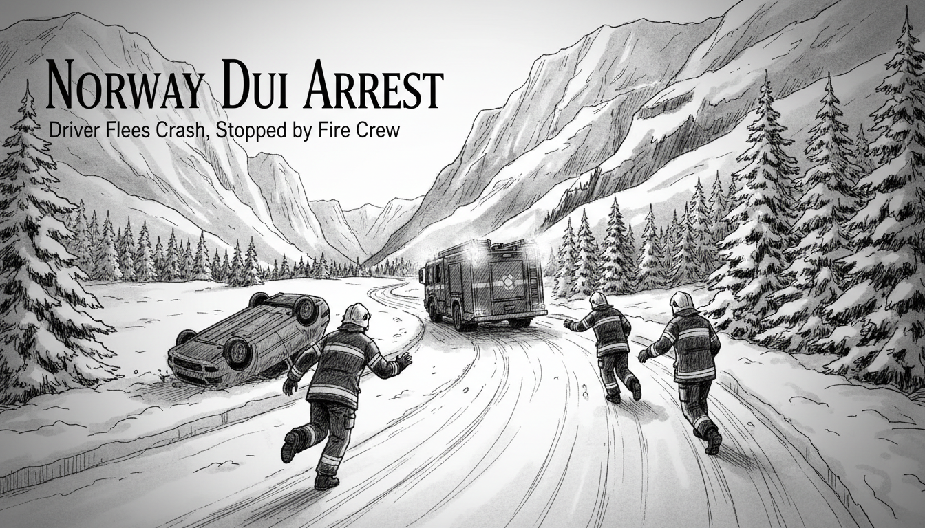Norway DUI Arrest: Driver Flees Crash, Stopped by Fire Crew