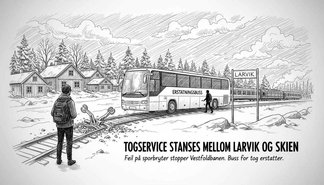 Train Service Halted Between Larvik and Skien on Vestfold Line