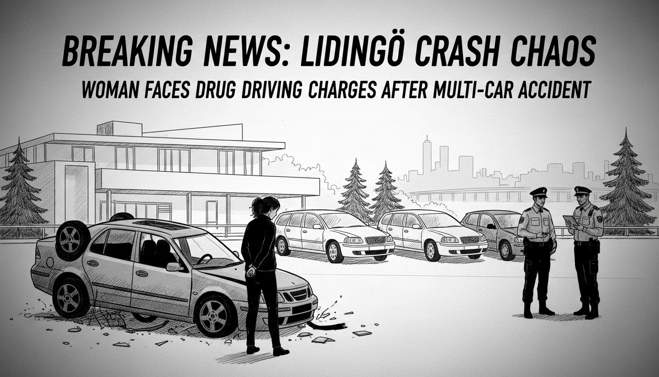Woman Crashes Into Multiple Cars on Lidingö Island