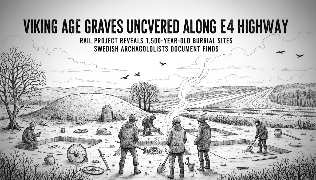 Viking Age Graves Uncovered Along E4 Highway During Rail Project