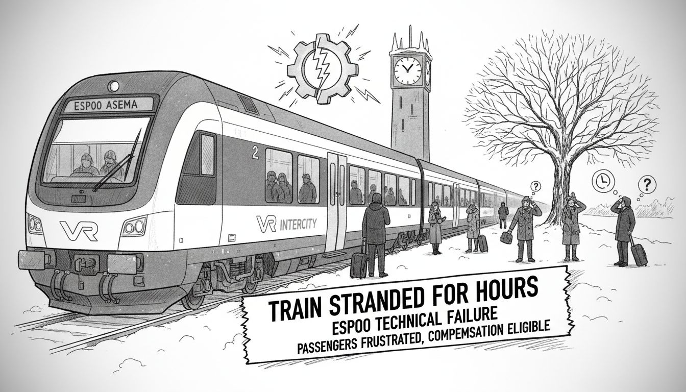 Train Stranded for Hours at Espoo Station Due to Technical Failure