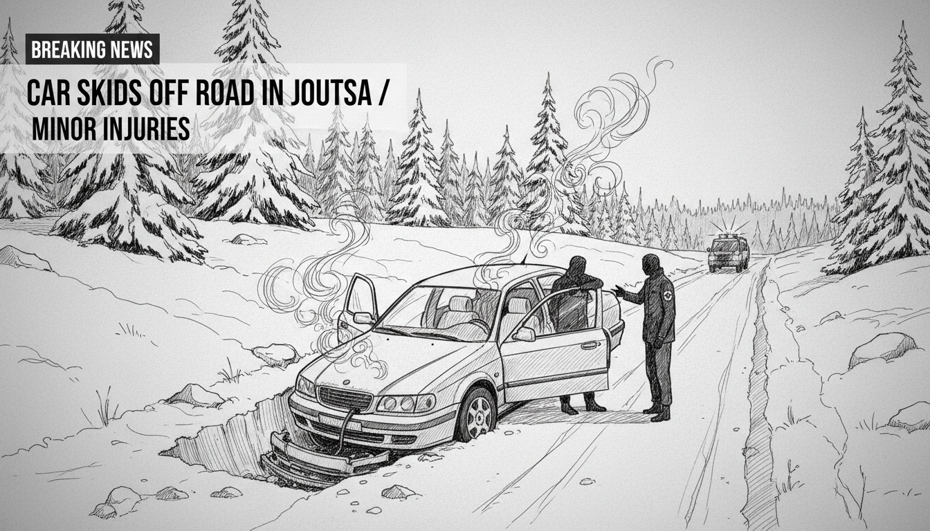 Car Skids Off Road in Joutsa with Minor Injuries