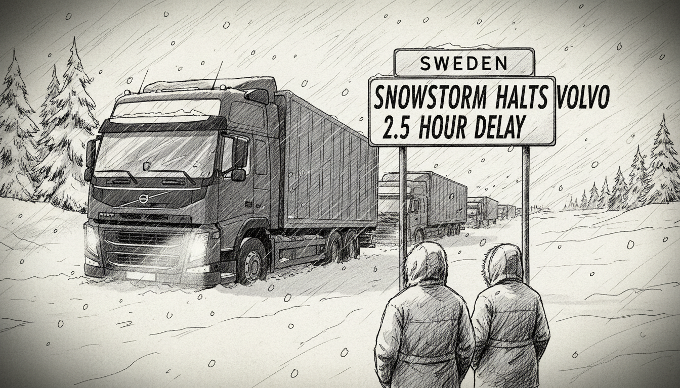 Sweden Snowstorm Halts Volvo: 2.5-Hour Delay