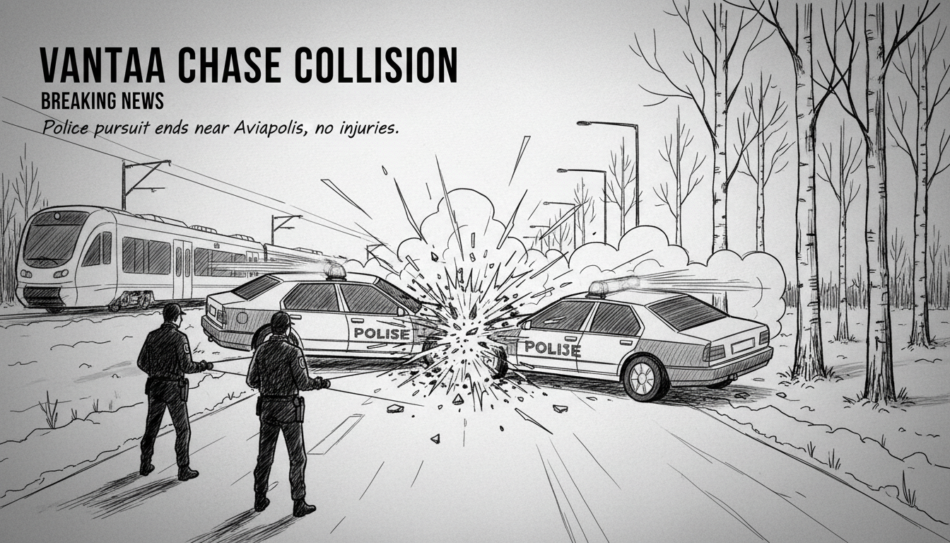 Dramatic Police Chase in Vantaa Ends with Vehicle Collision