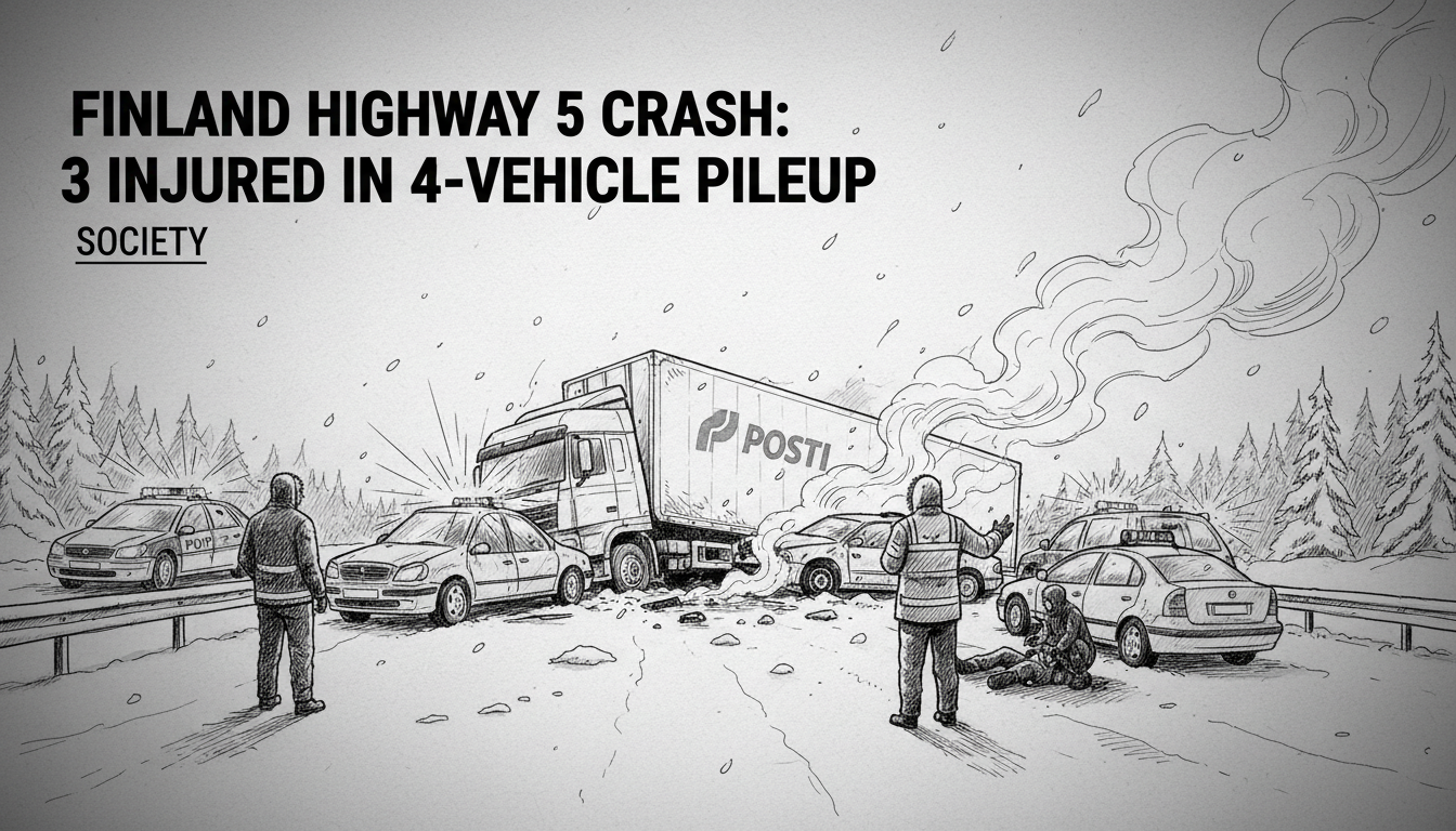Finland Highway 5 Crash: 3 Injured in 4-Vehicle Pileup