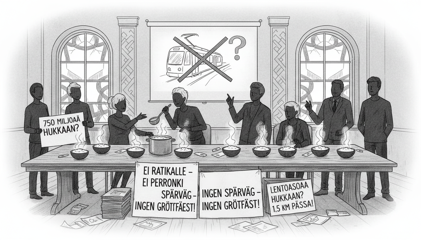 Rice Porridge Protest Challenges Vantaa Tram Decision in Contentious Council Meeting