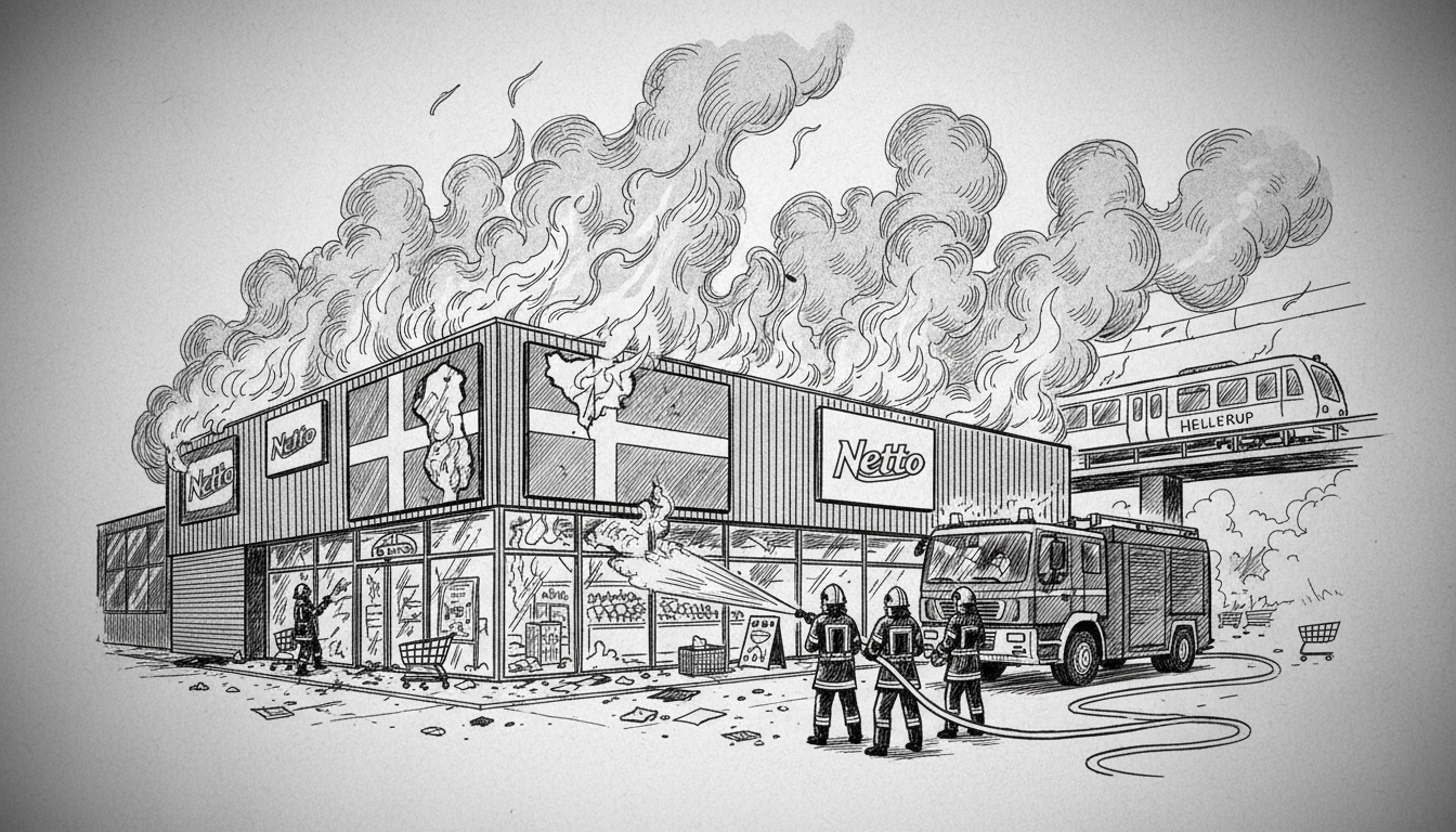 Fire Breaks Out at Netto Supermarket Near Hellerup Station