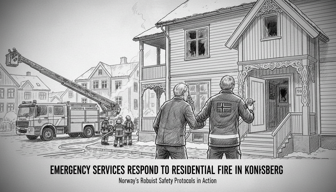 Emergency Services Respond to Residential Fire in Kongsberg