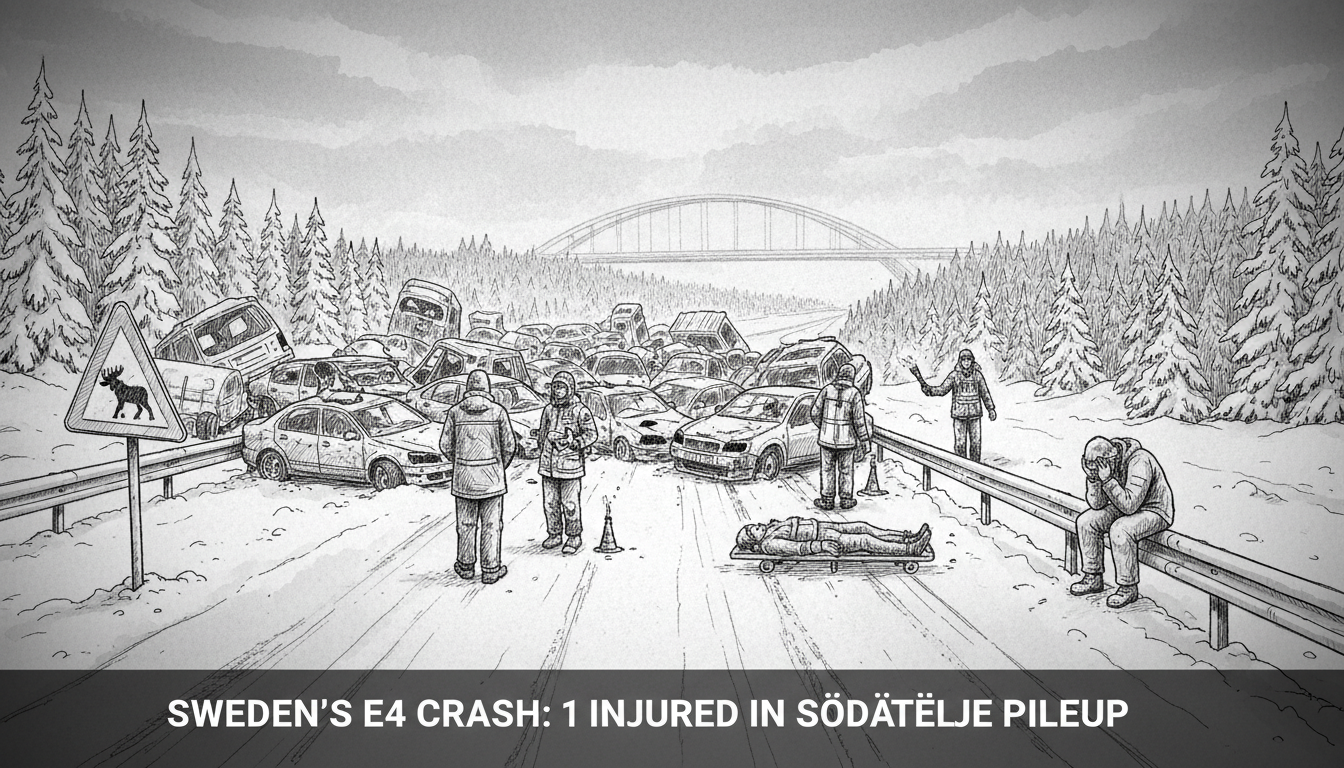 Sweden's E4 Crash: 1 Injured in Södertälje Pileup