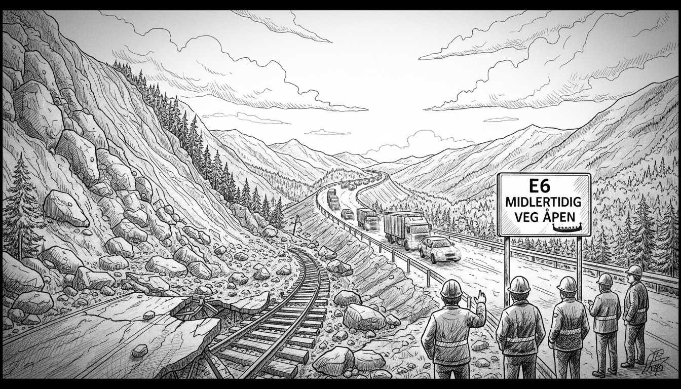 Temporary E6 Highway Opens in Levanger After Major Landslide