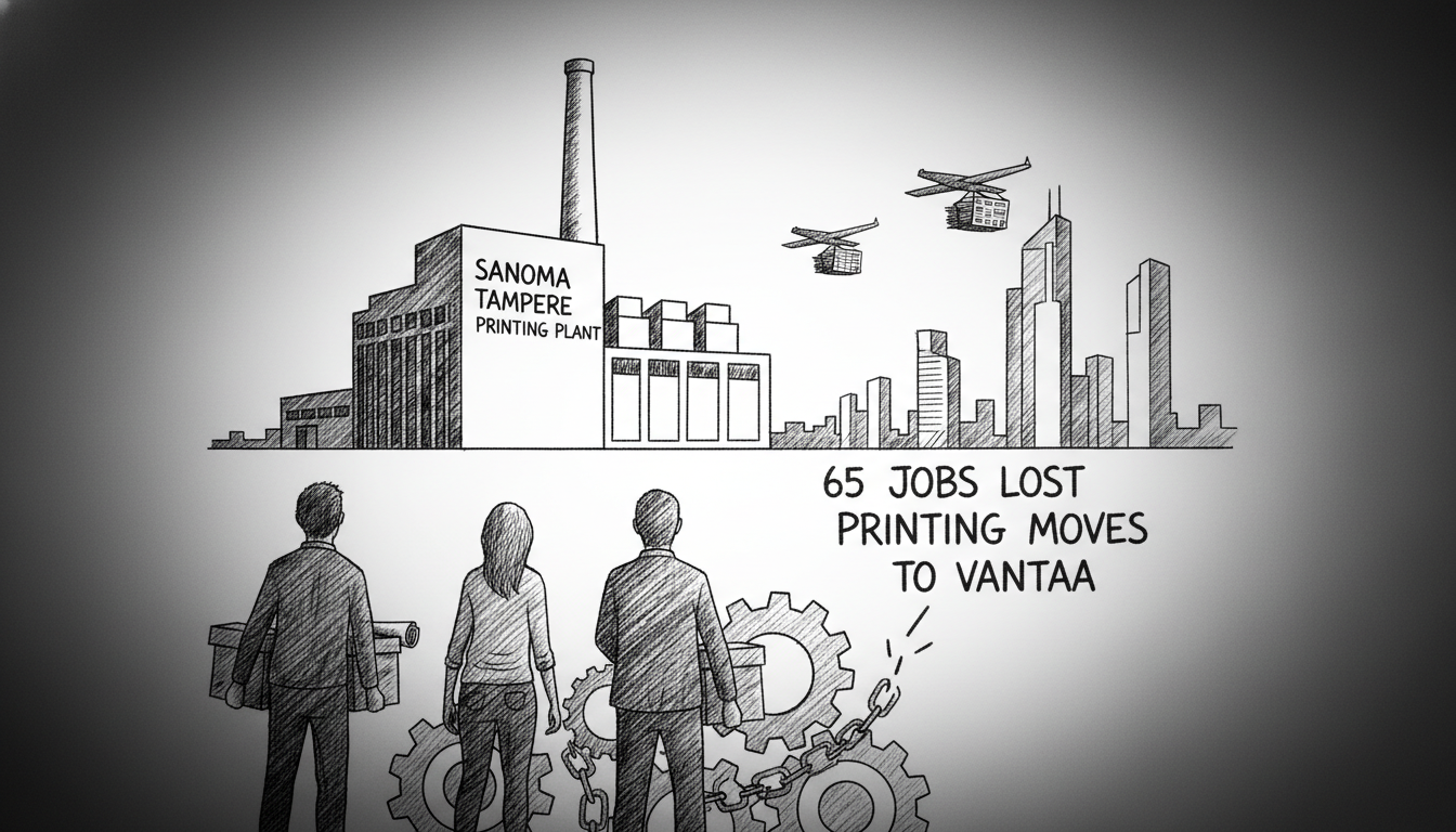 Sanoma Closes Tampere Printing Plant, 65 Jobs Lost