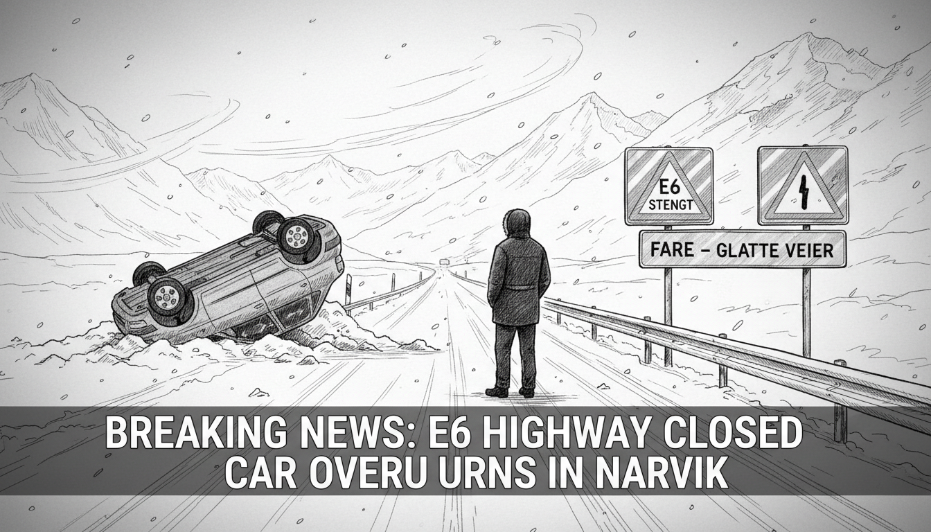 E6 Highway Closed After Car Overturns in Narvik