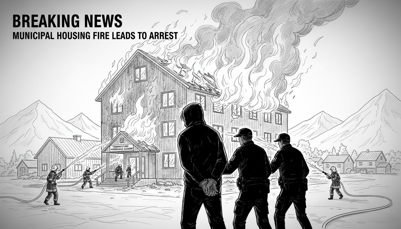 Municipal Housing Fire in Fredrikstad Leads to Arrest
