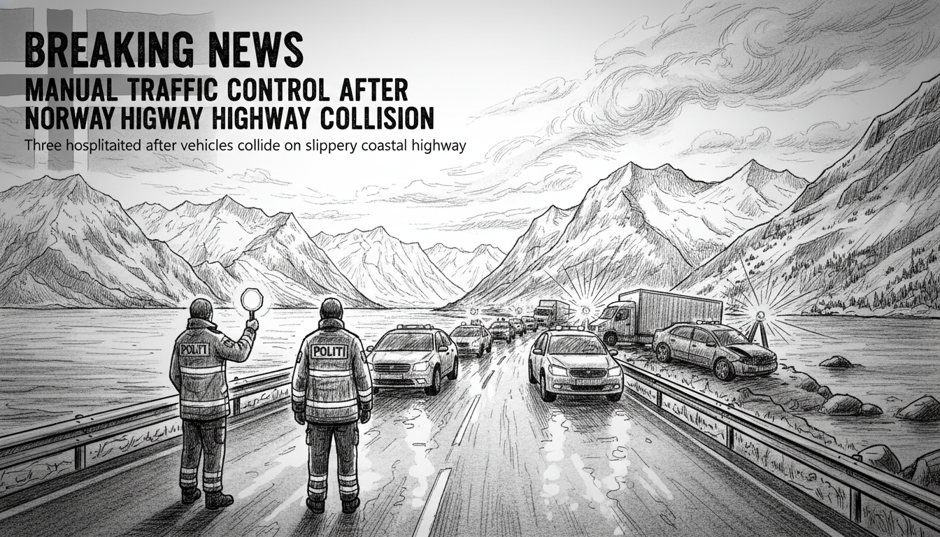 Manual Traffic Control After Norway Highway Collision