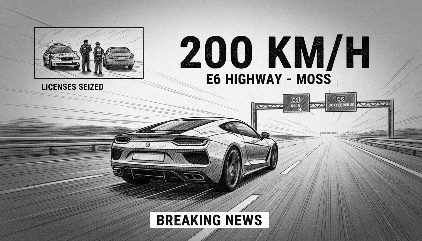 Driver Hits 200 km/h on E6 Highway in Moss
