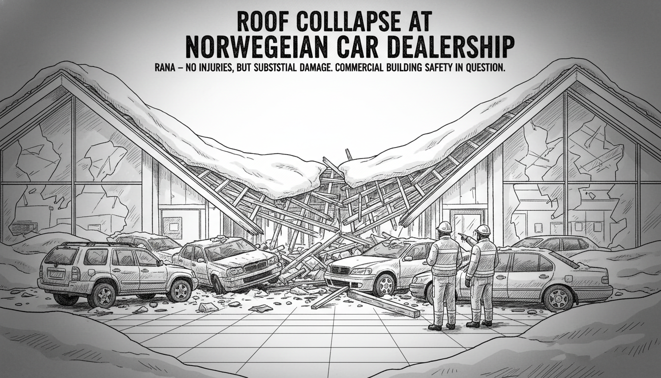 Roof Collapses at Norwegian Car Dealership in Rana