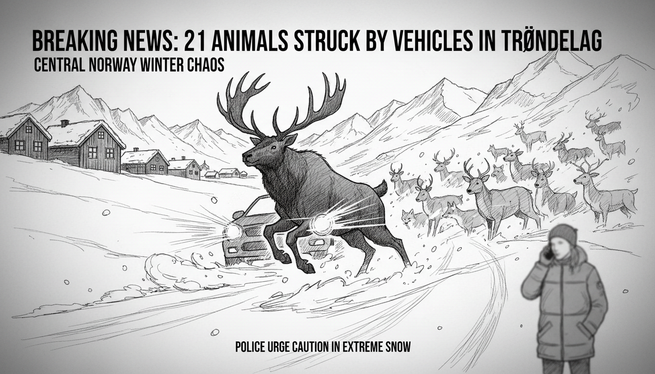 21 Animals Struck by Vehicles in Trøndelag During Recent Snowfall