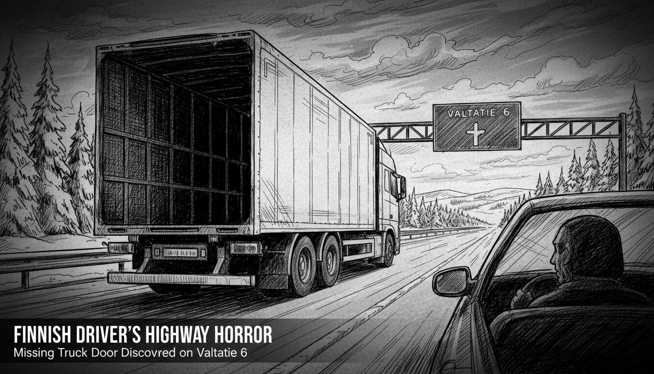 Finnish Driver Discovers Terrifying Sight on Highway Truck