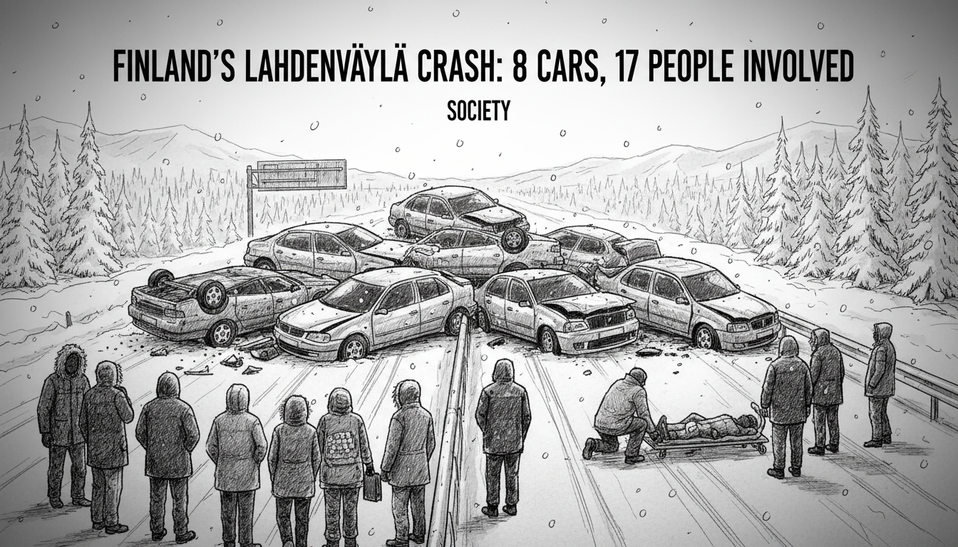 Finland's Lahdenväylä Crash: 8 Cars, 17 People Involved