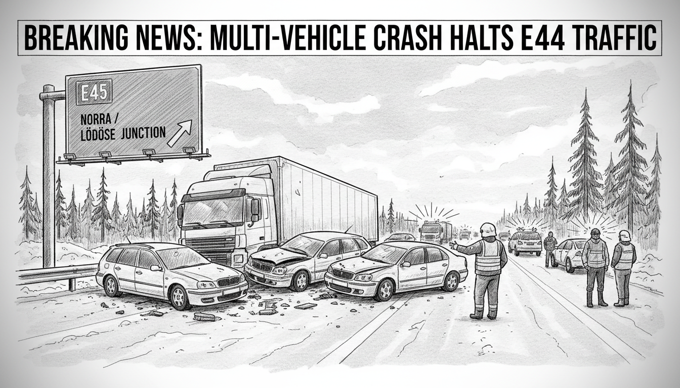 Multi-Vehicle Crash Halts Traffic on E45 Highway