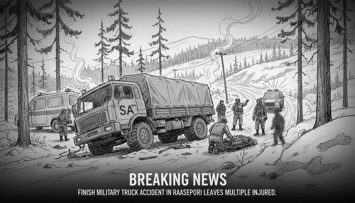 Finnish Military Truck Accident in Raasepori Leaves Multiple Injured