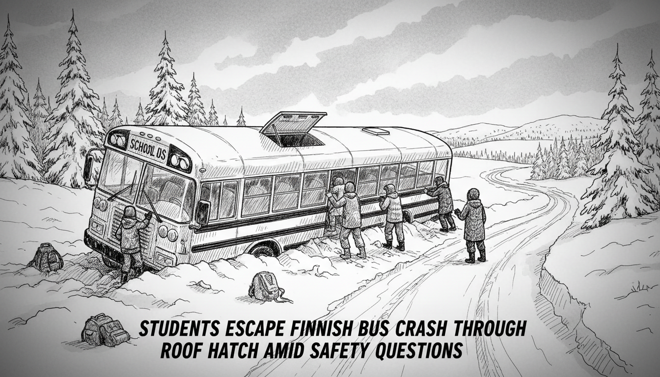 Students Escape Finnish Bus Crash Through Roof Hatch Amid Safety Questions