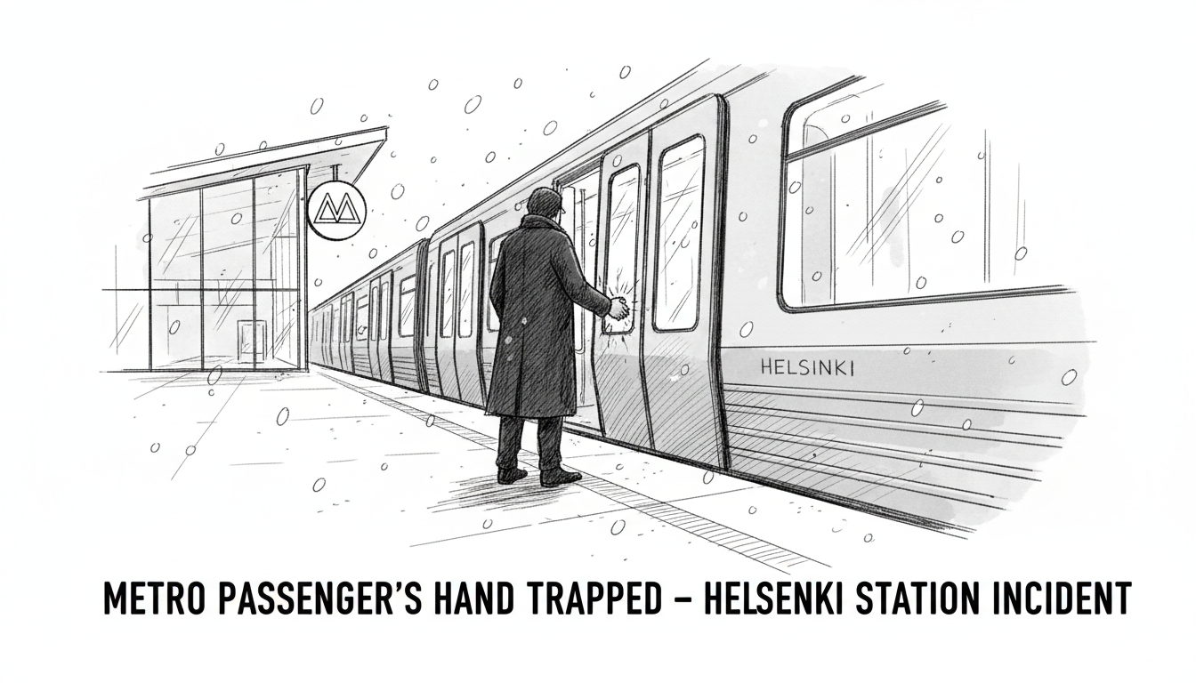 Metro Passenger's Hand Trapped in Door at Helsinki Station