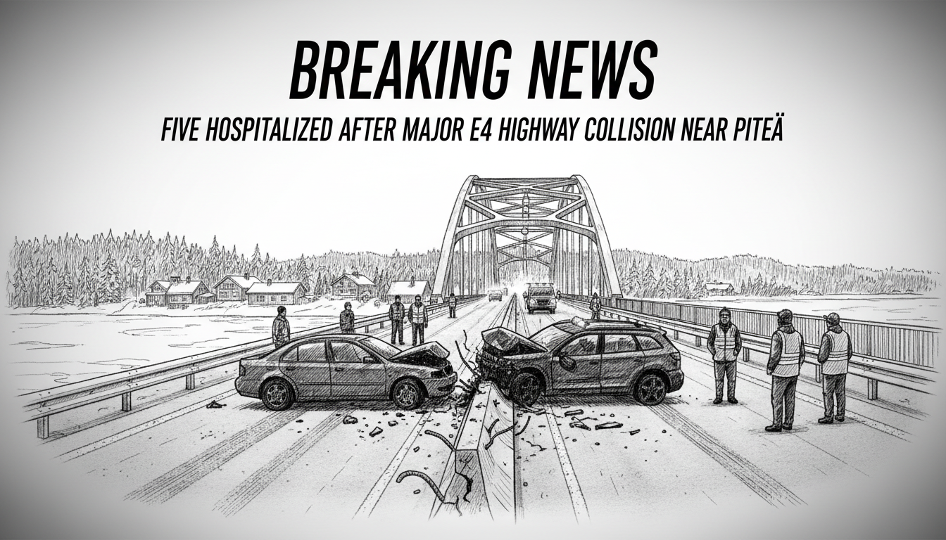 Five Hospitalized After Major E4 Highway Collision Near Piteå