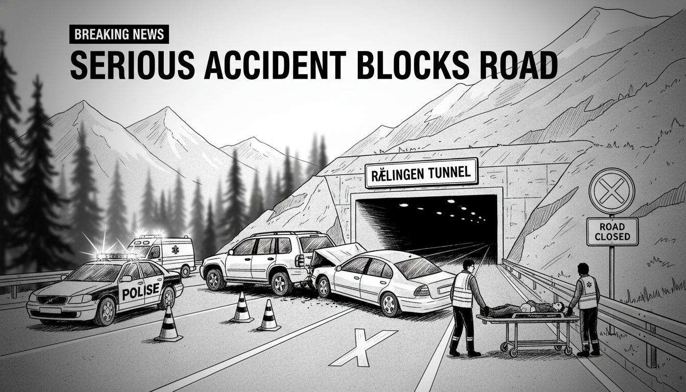 Serious Accident Near Rælingen Tunnel Blocks Road