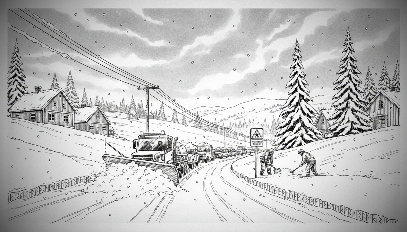 Winter Weather Arrives Across Eastern Norway as Snow Blankets Region