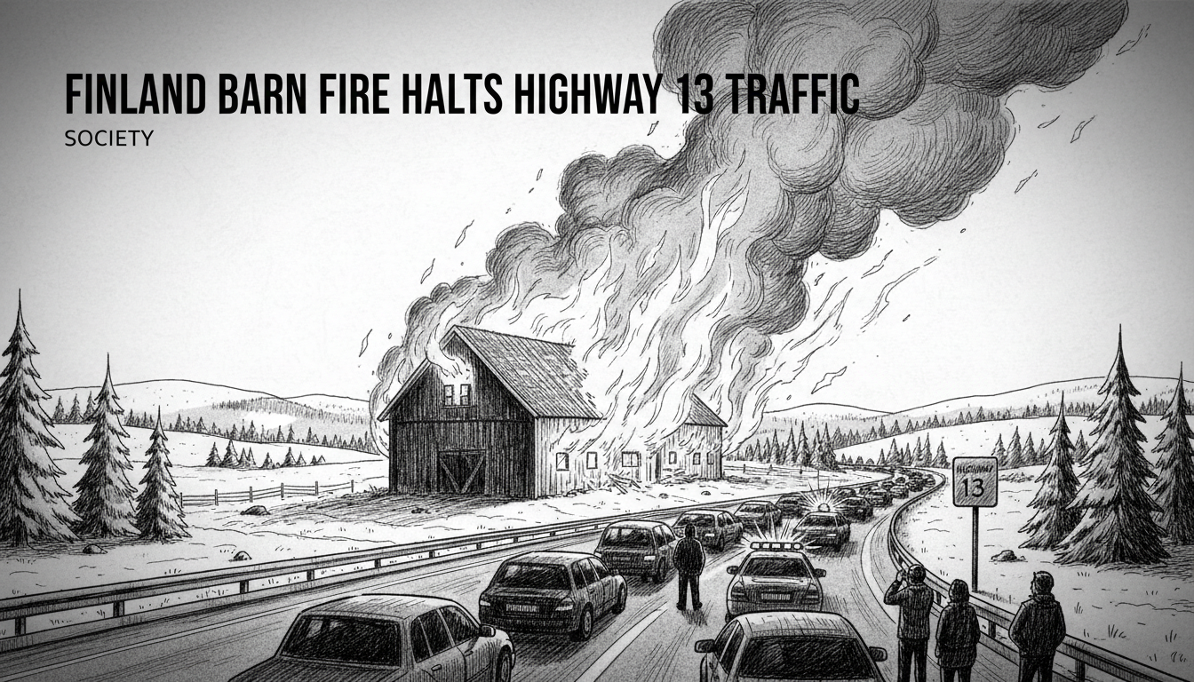 Finland Barn Fire Halts Highway 13 Traffic