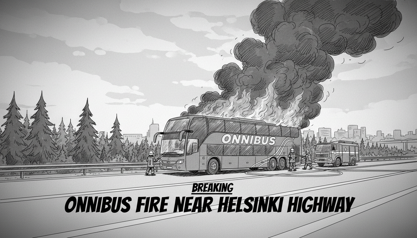 Onnibus Catches Fire Near Helsinki Highway