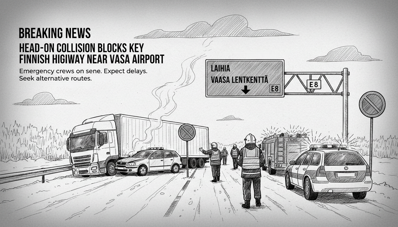 Head-On Collision Blocks Key Finnish Highway Near Vaasa Airport