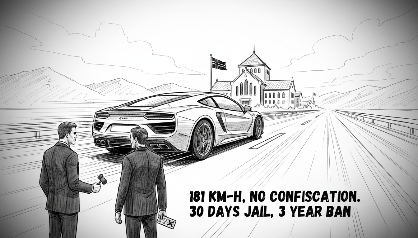 Driver clocked at 181 km/h avoids vehicle confiscation in Norway speed case