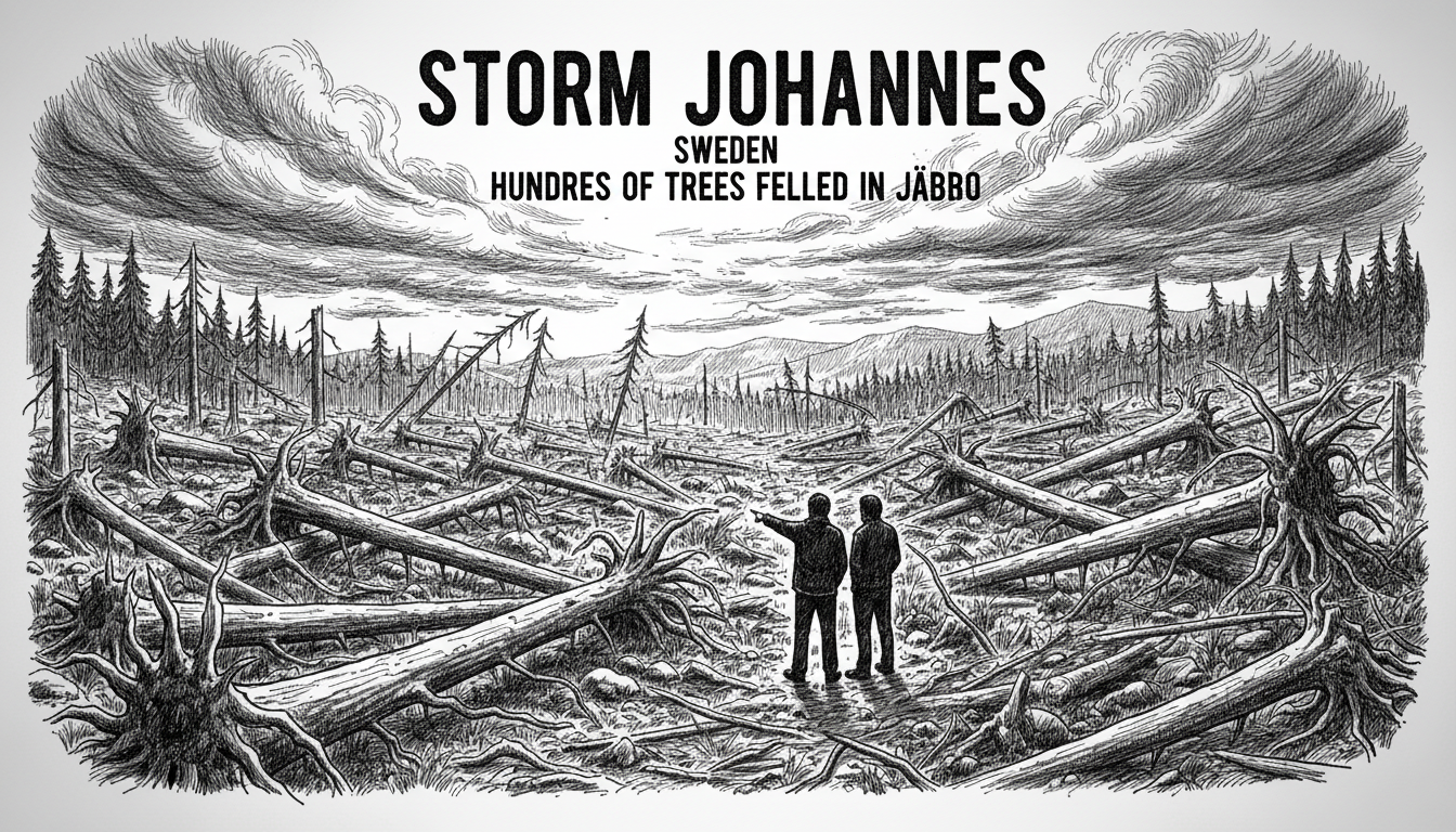 Sweden's Storm Johannes: 100s of Trees Felled in Järbo