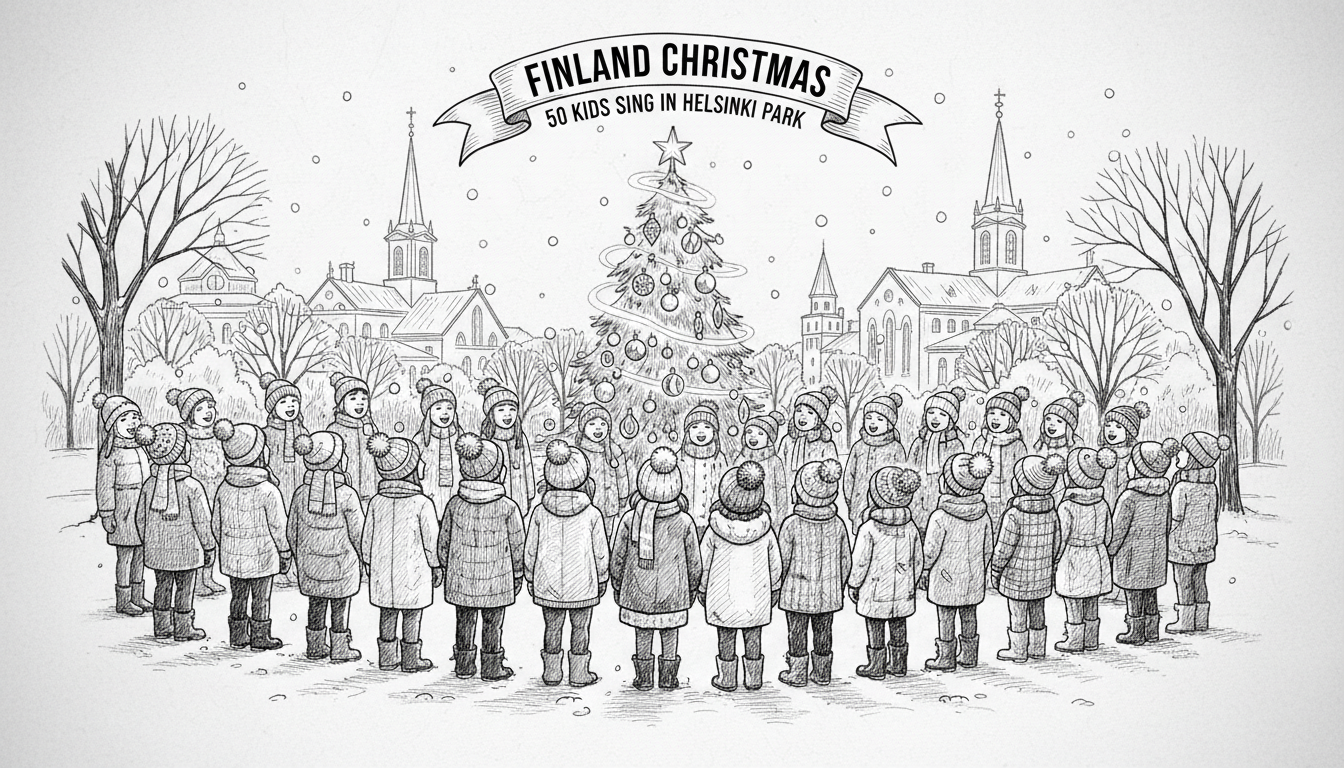 Finland Christmas: 50 Kids Sing in Helsinki Park