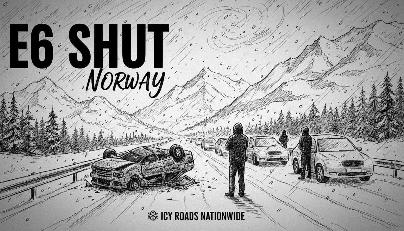 Norway's E6 Highway Shut: 1 Crash, Icy Roads Nationwide