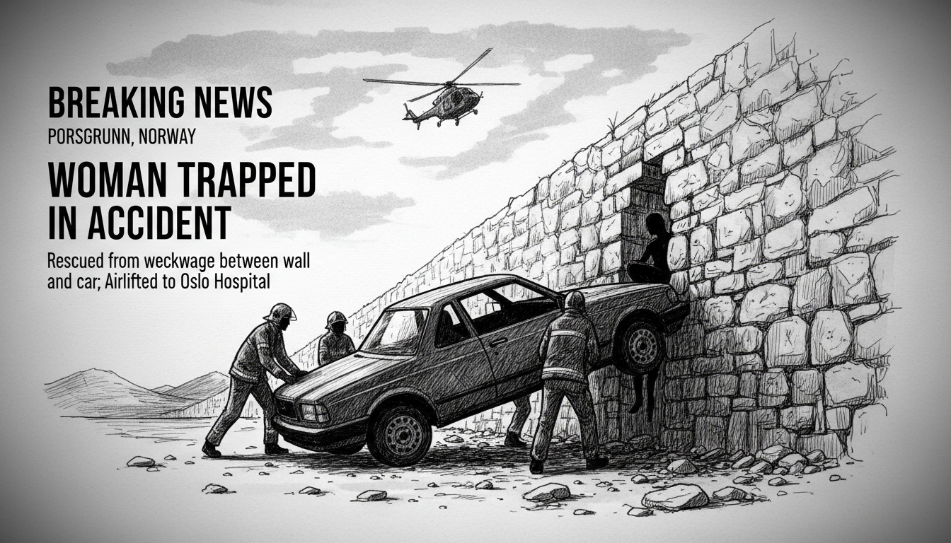 Woman Pinned Between Wall and Car in Porsgrunn Accident