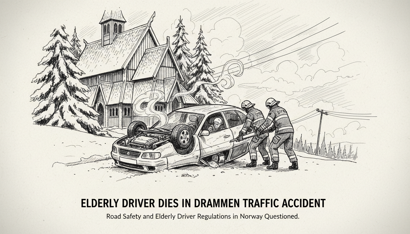 Elderly Driver Dies in Drammen Traffic Accident