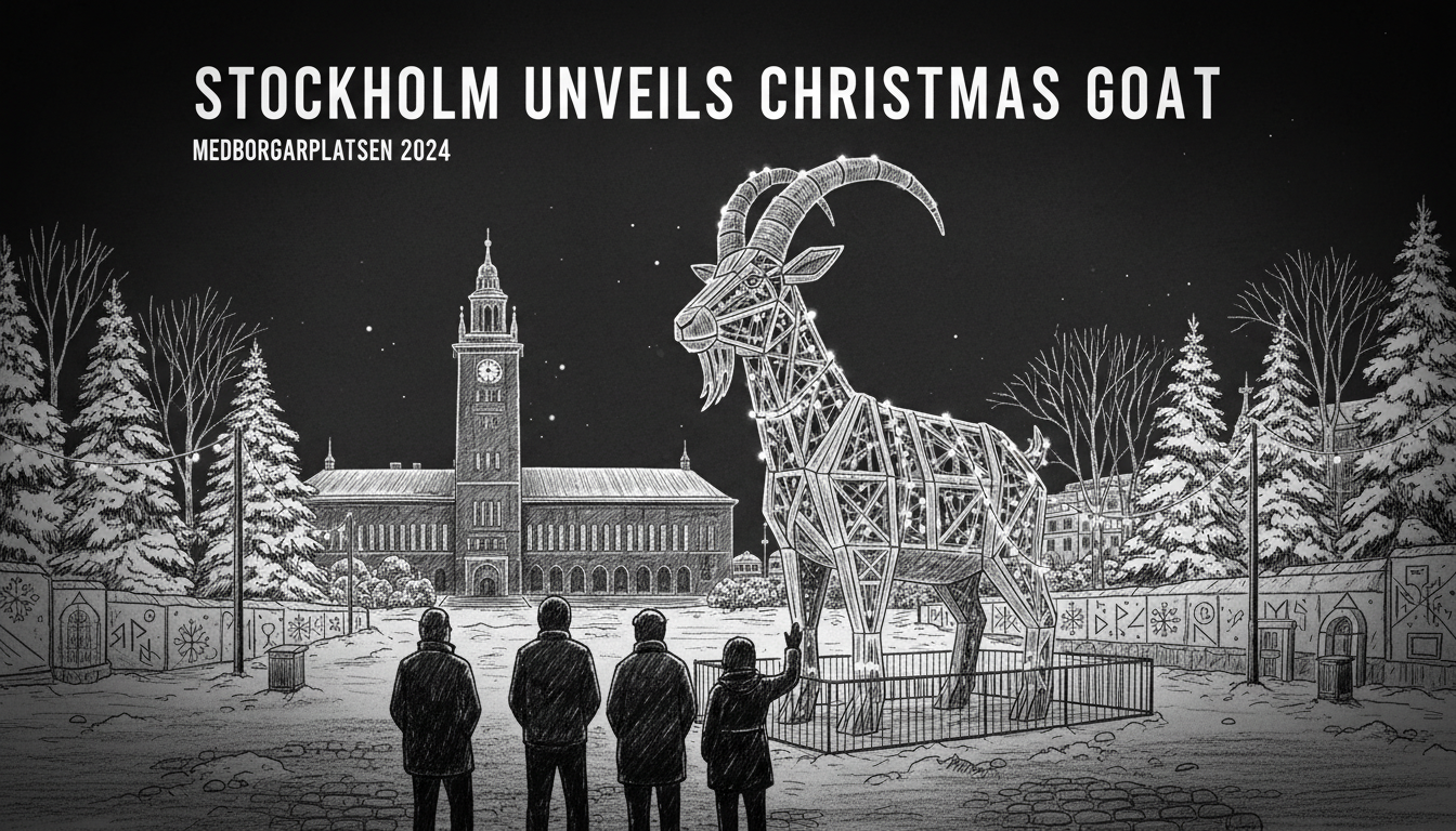 Stockholm Unveils New Christmas Goat at Medborgarplatsen
