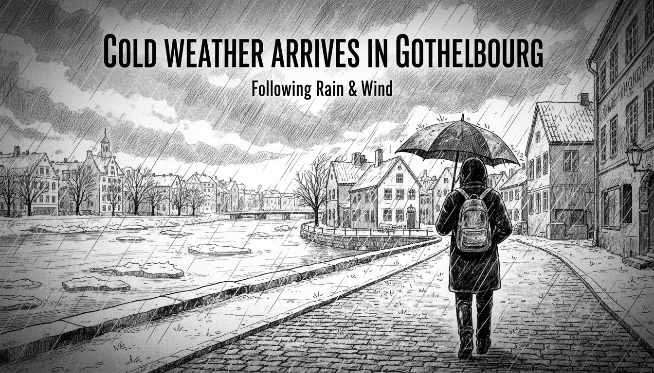 Cold Weather Arrives in Gothenburg Following Rain and Wind