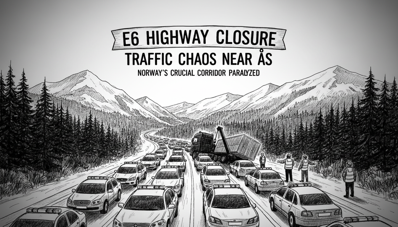 Major E6 Highway Closure Causes Traffic Chaos Near Ås