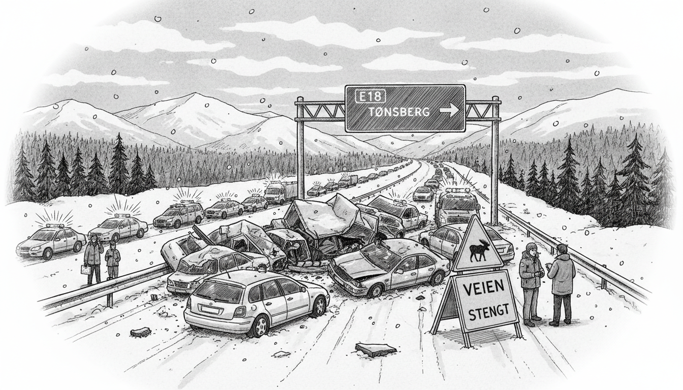 Norway E18 Crash: Tønsberg Highway Shut After Multi-Vehicle Pile-Up