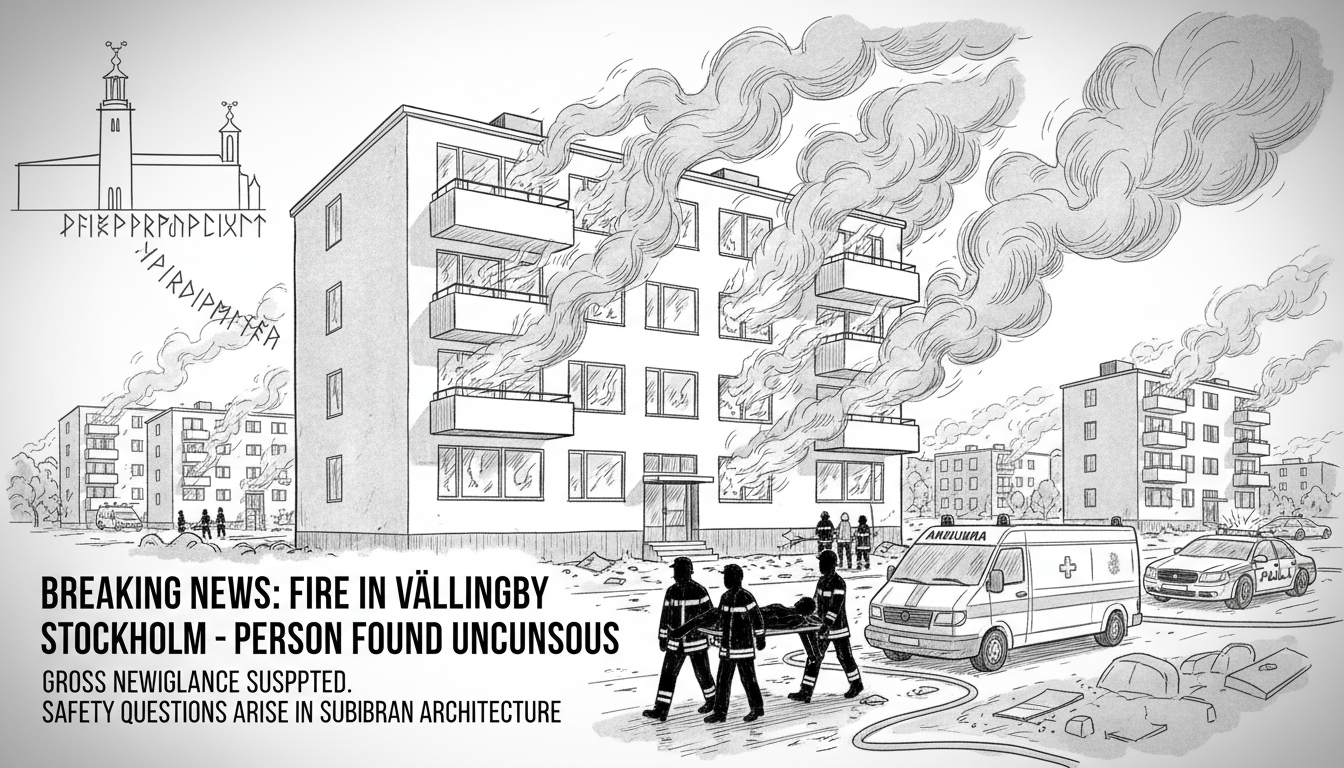 Fire in Vällingby Stockholm - Person Found Unconscious