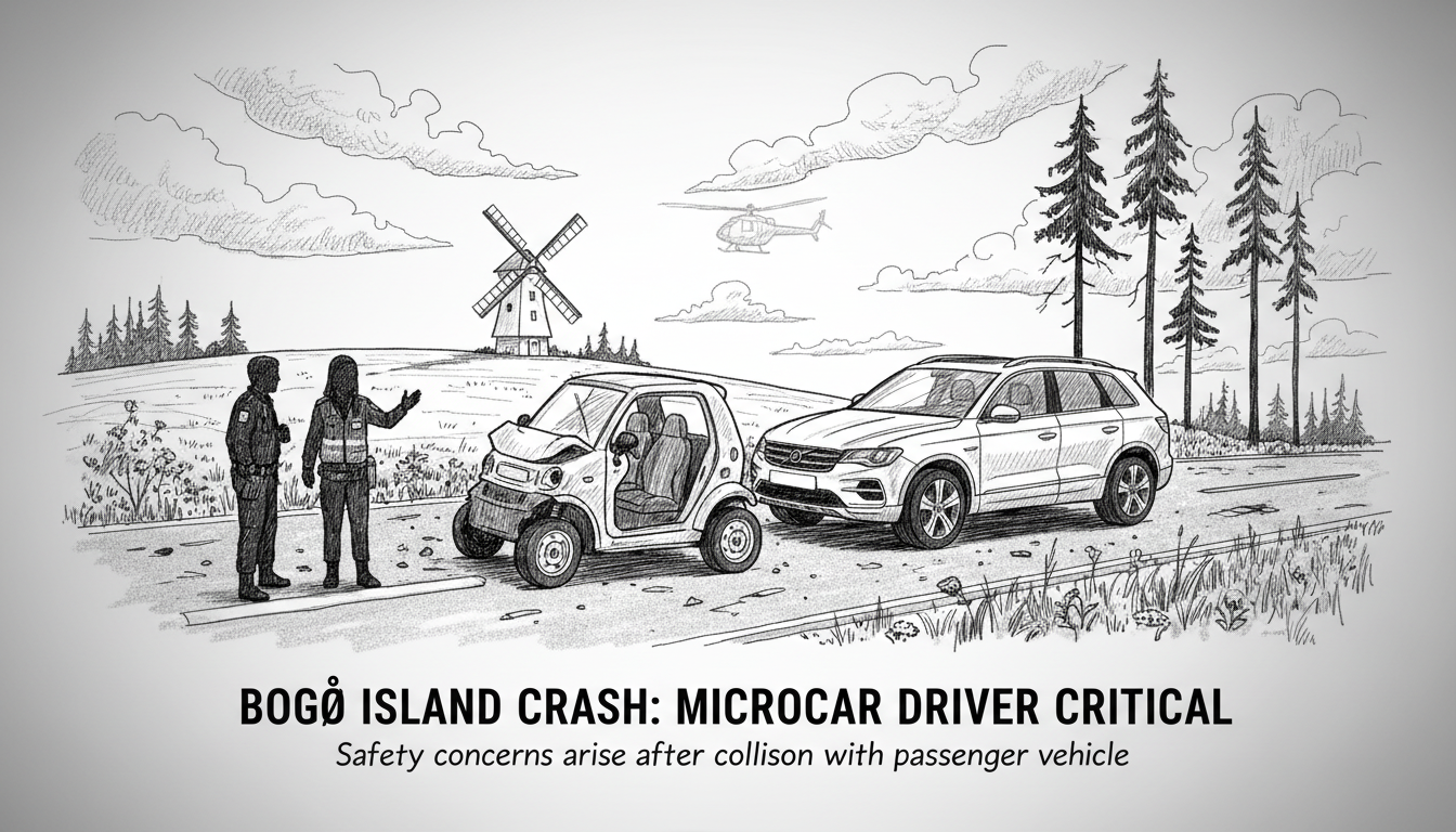 Man in microcar critically injured after collision with vehicle on Bogø island