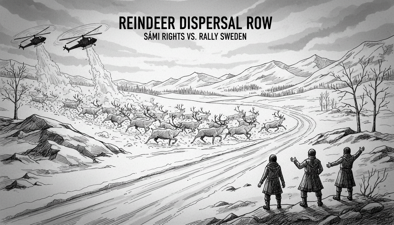 Police Helicopters Used to Clear Reindeer for Rally Event in Northern Sweden