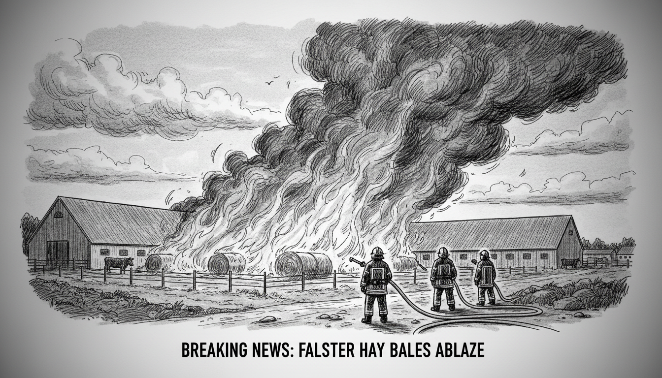 Thousands of Hay Bales Burn Near Farm on Falster